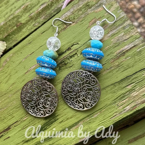 Alquimia by Ady Silver and Blue Earrings - Picture 1 of 4